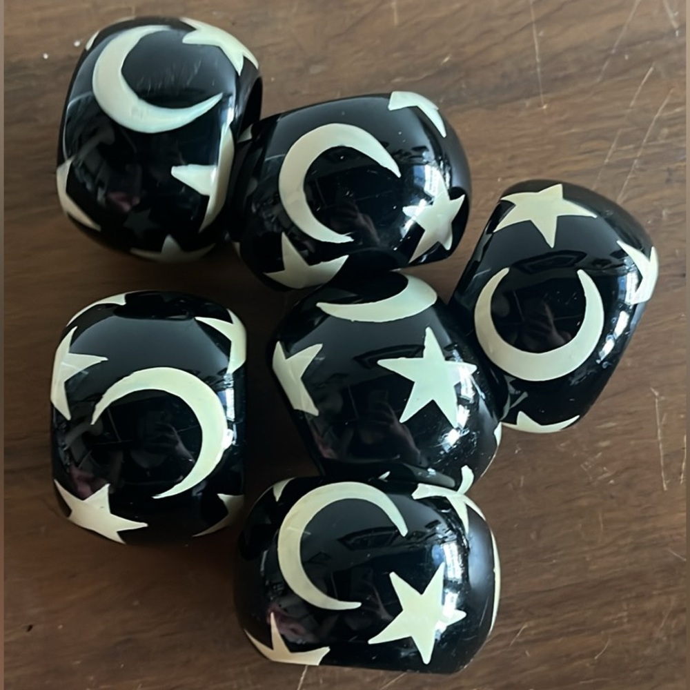 🌙⭐️Celestial Black & White Star & Moon Hand Painted Wooden Napkin Holders⭐️🌙